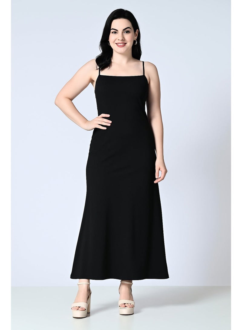 Uberoot Women’s Black Square Neck Shoulder Strap Bodycon Dress | Stretchable Lycra Party & Evening Mini Dress | Elegant Cocktail, Dinner & Club Outfit for Girls - Image 3