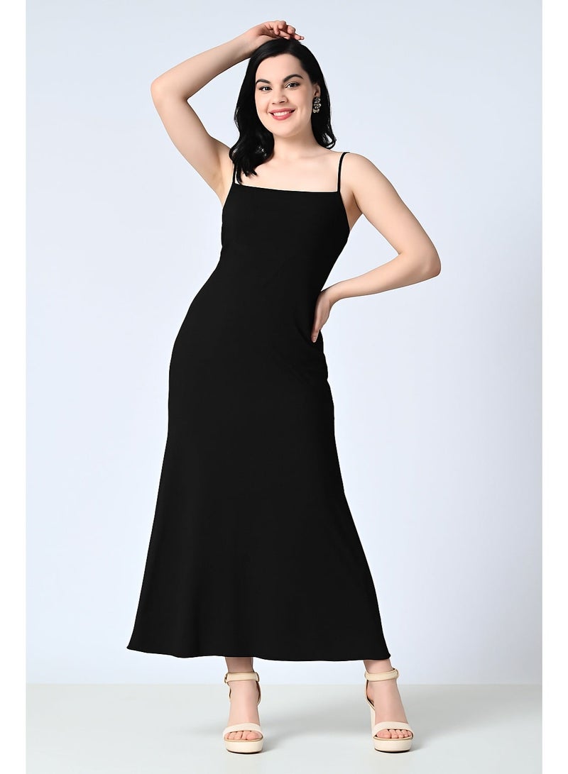 Uberoot Women’s Black Square Neck Shoulder Strap Bodycon Dress | Stretchable Lycra Party & Evening Mini Dress | Elegant Cocktail, Dinner & Club Outfit for Girls - Image 1