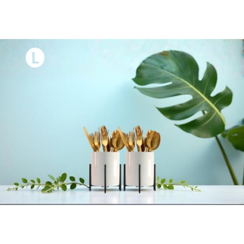 حامل أدوات فضية، حامل أدوات المطبخ، منظمات أدوات المائدة بإطار معدني، منظم حامل أدوات مسطحة شبكي مثالي للمنزل، المطبخ، سطح الطاولة، الحفلات، التخييم، الهواء الطلق والمطاعم - Image 4