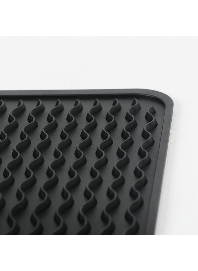 Silicone Dish Drying Mats, Large Dish Drainer Mat with Raised Edge Design, Rubber Kitchen Drying Mat for Faster Drying(Black) - Image 5
