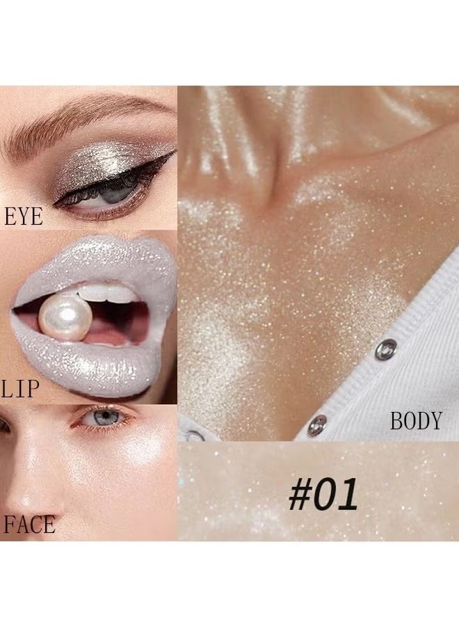 Julystar Liquid Eyeshadow，Makeup For Eyes Liquid Shimmer Sparkle Glow Light Colors Pencil Stick Shiny Long Lasting Waterproof Shining Eye Shadow Sets Metallic Pigments Metals Gloss Sparkling Pen Kit-01  - Image 3