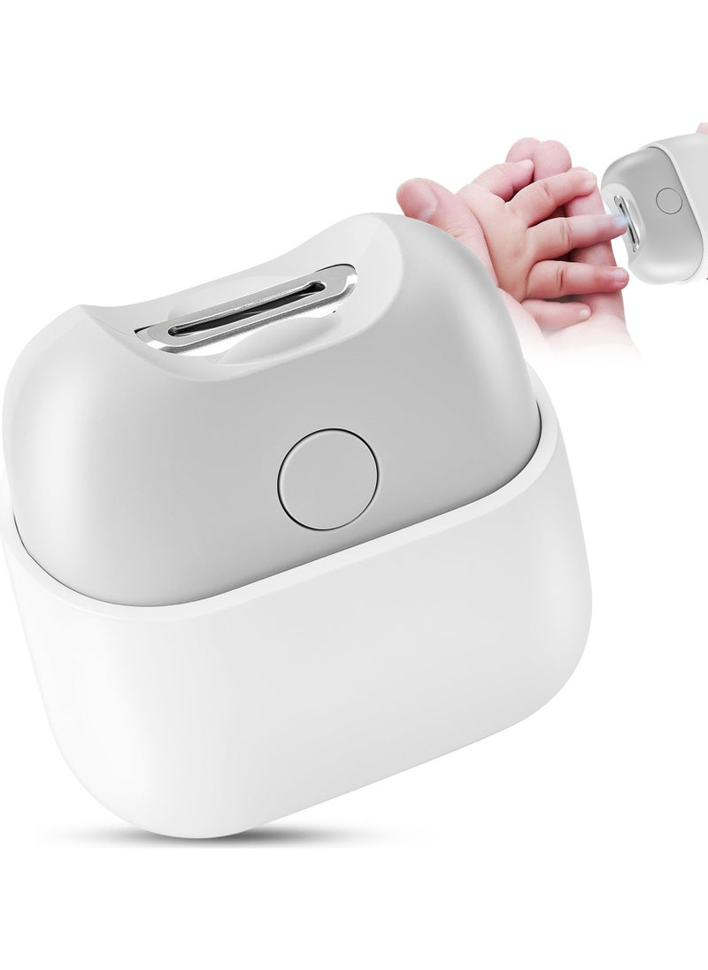 Dominy Electric Nail Clipper with Light, Automatic Nail Clipper Rechargeable with 2 Speeds and Nail Chip Storage for Babies, Children, Adults, Caregivers and Seniors(White)  - Image 1