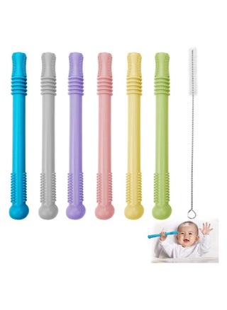 Hollow Teether Tube 6 Pieces Teething Toys Toddlers Silicone Tubes Teething Toys Cleaning Brush Silicone Chew Straw Kong - pzsku/Z82C6F36299958E9EA11EZ/45/_/1736774337/43b7f9c4-0ab2-4f1a-b500-3f2093a0d95f
