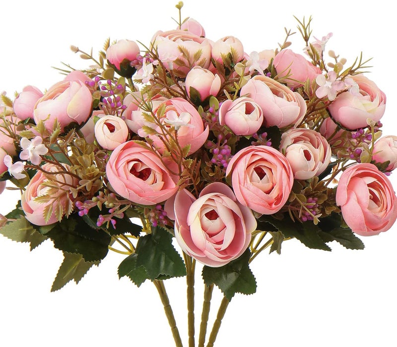 BS AMOR Fancy Vintage Artificial Peony Silk Flowers Bouquet Home Wedding Decoration 'Living Room' Dining Table Decor Vase Filler Peony Bunch Vibrant Colors(Dusty Orange) Pack of (4 Bunch) - Image 5
