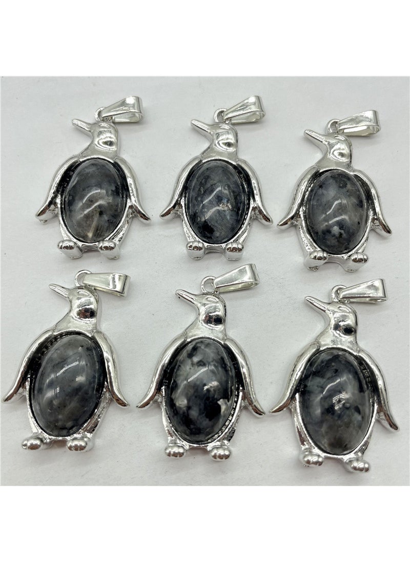 Generic Natural Crystal Semi-precious Stone Alloy Penguin Inlaid Pendant Necklace Jewelry Accessories Domestic flash 