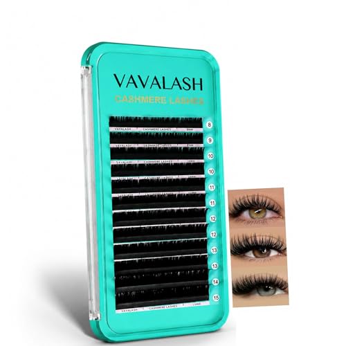 VAVALASH Cashmere Lashes 003005007 Premium Lashes Volume Eyelash Extensions 820MM Individual Silk Lashes Soft Super Matte Black Professional Lashes Extension Tray Supplies 003CC12MM - Image 1