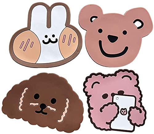 UNIQUE CART 4PCS Silicone Coasters Non Slip Cup Mat for Drinks,Funny Housewarming Gift,Cup Mat Pad for Home and Kitchen - Image 1
