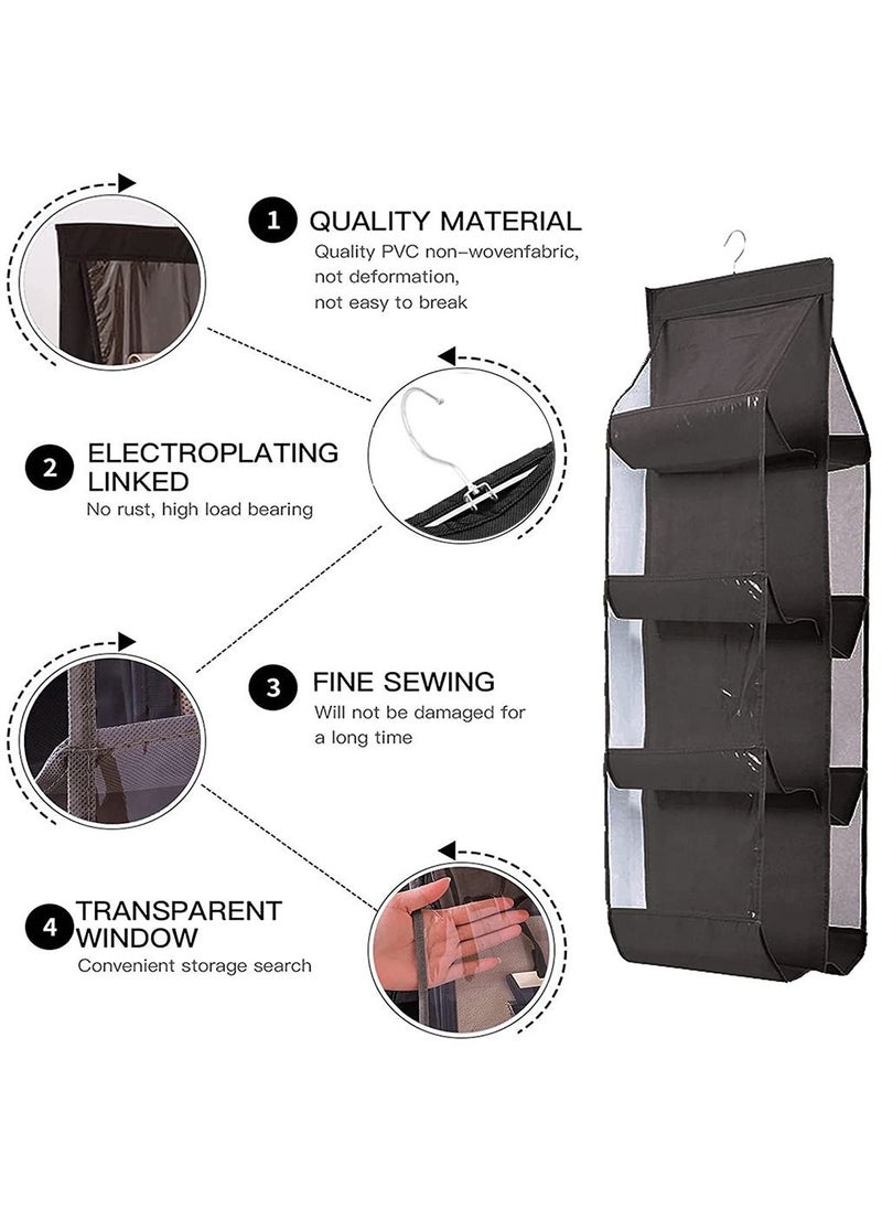 Arabest Handbag Hanging Organizer, Foldable Oxford Cloth Hanging Purse Organizer with 8 Pockets, Storage Hanger Closet Organizer for Family Closet Bedroom (black)  - Image 2