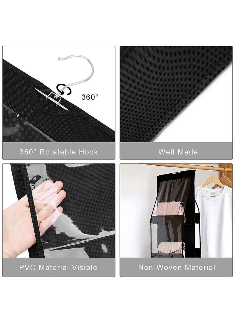 Arabest Handbag Hanging Organizer, Foldable Oxford Cloth Hanging Purse Organizer with 8 Pockets, Storage Hanger Closet Organizer for Family Closet Bedroom (black)  - Image 5