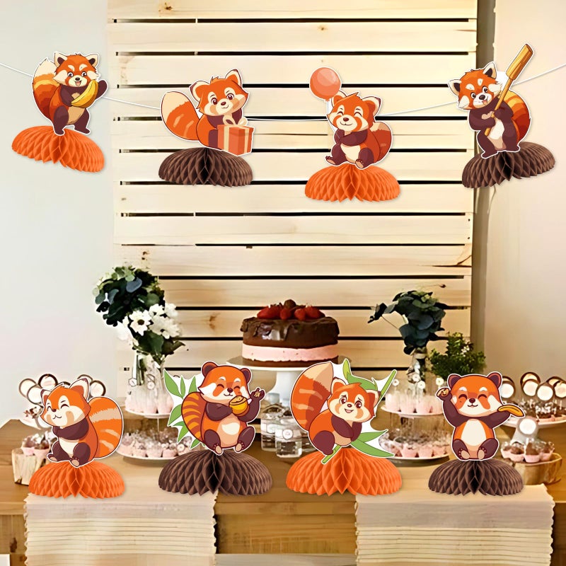 Blisstock Red Panda Theme Party Decorations 8PCS Red Panda Theme Honeycomb Centerpieces Cute Panda Bamboo Table Decorations for Boys Girls Happy Birthday Party Baby Shower Decor Party Supplies - Image 5