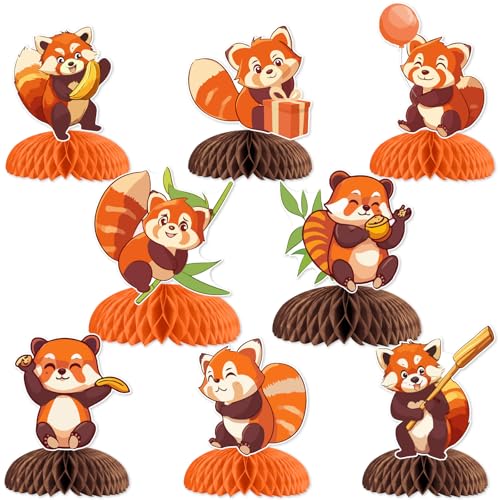 Blisstock Red Panda Theme Party Decorations 8PCS Red Panda Theme Honeycomb Centerpieces Cute Panda Bamboo Table Decorations for Boys Girls Happy Birthday Party Baby Shower Decor Party Supplies - Image 1