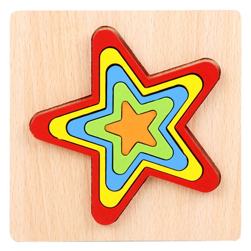 Young Children'S Geometric Shape Cognitive Puzzle Board Matching Toys Early Education Puzzle Baby Building Blocks 2 Boys And Girls 3-6 Years Old - Image 1