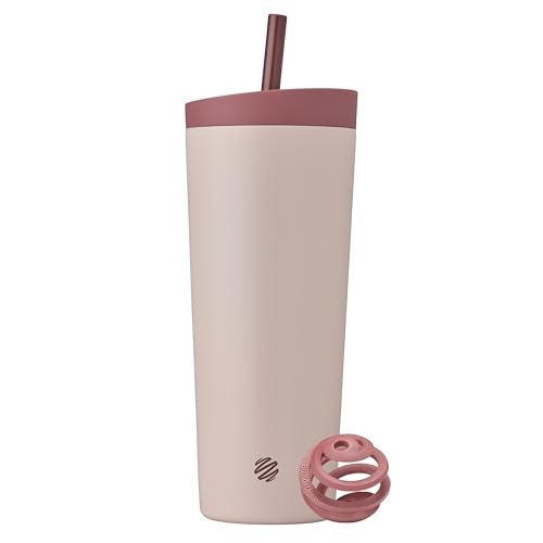 BlenderBottle 2in1 Insulated Stainless Steel Shaker Tumbler Swig Leakproof Lid Straw BlenderBall BPA Free For Protein Shakes Smoothies And Pre Workout 24 oz RedTan Sahara Sunset - Image 1