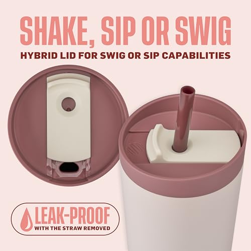 BlenderBottle 2in1 Insulated Stainless Steel Shaker Tumbler Swig Leakproof Lid Straw BlenderBall BPA Free For Protein Shakes Smoothies And Pre Workout 24 oz RedTan Sahara Sunset - Image 3