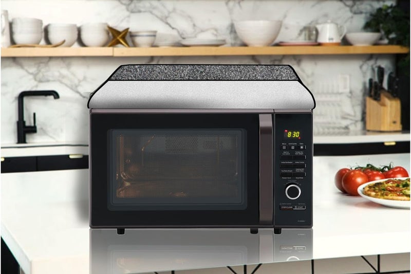 The Furnishing Tree The Furnishing Tree PVC Waterproof Microwave Oven Cover compatible for LG 32 L Convection MC3286BLT Sand Pattern Grey  - Image 2