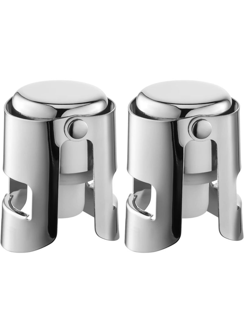 Champagne Stoppers with Stainless Steel Champagne Saver with Food Grade Silicone Leak proof Keep Fresh Suitable for Champagne, Cava, Prosecco and Sparkling (Silver, 2 Pack) - Image 1