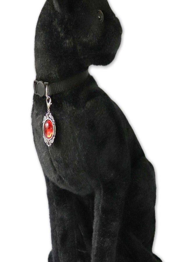 Real Metal Black Cat Collar with Red Cabochon Charm Safety Breakaway Collar Adjustable Neck Size 8 to 12 Inches - Image 3
