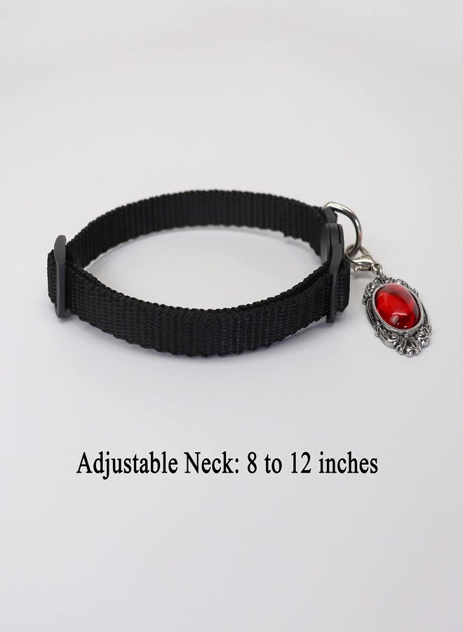 Real Metal Black Cat Collar with Red Cabochon Charm Safety Breakaway Collar Adjustable Neck Size 8 to 12 Inches - Image 5