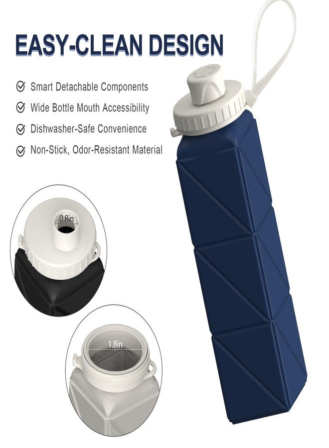 BEAUTAIL Collapsible Water Bottles 20.6oz 2 Pack, Silicone Foldable Portable Travel Water Bottle, Lightweight Reusable Leakproof for Traveling Camping Hiking Cycling Sports Outdoor (Blue+Darkblue) - Image 5