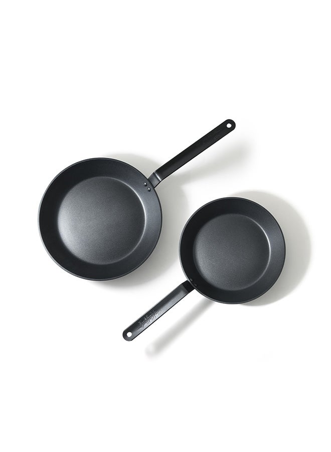 Sensarte 2 Piece Swiss Coating Frying Pan Set, 26 and 30 CM, Non-stick, Oven Safe & Dishwasher Safe, Induction Compatible, PFOA PFOS Free - Black with Black Handles - Image 1