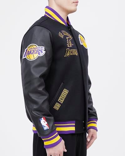 Pro Standard MENS NBA LOS ANGELES LAKERS RETRO CLASSICS VARSITY JACKET EGGSHELL/PURPLE XL - Image 2