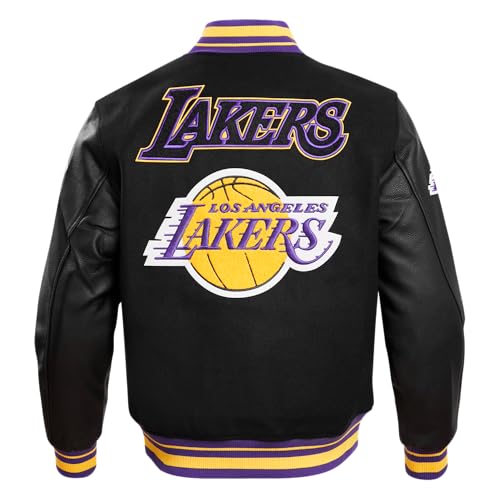 Pro Standard MENS NBA LOS ANGELES LAKERS RETRO CLASSICS VARSITY JACKET EGGSHELL/PURPLE XL - Image 3