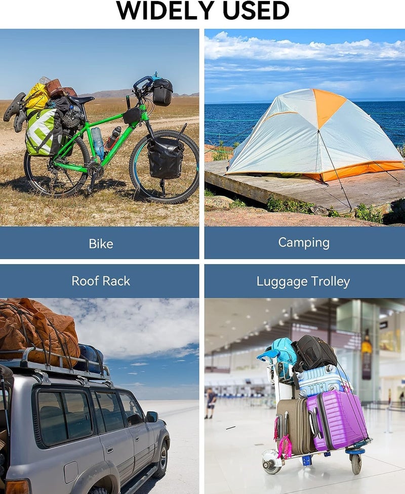LuckyStraps 36" Adjustable Bungee Cords with Hooks, Flexibly Adjust from 6.5" to 36", Black Bungee Straps with Superior Elasticity & UV Resistance, Perfect for Cargo, Camping, Tents, Bike, Luggage, etc (7 Pcs) Easy assemble - Image 4