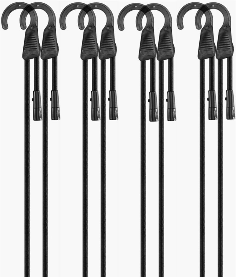 LuckyStraps 36" Adjustable Bungee Cords with Hooks, Flexibly Adjust from 6.5" to 36", Black Bungee Straps with Superior Elasticity & UV Resistance, Perfect for Cargo, Camping, Tents, Bike, Luggage, etc (7 Pcs) Easy assemble - Image 1