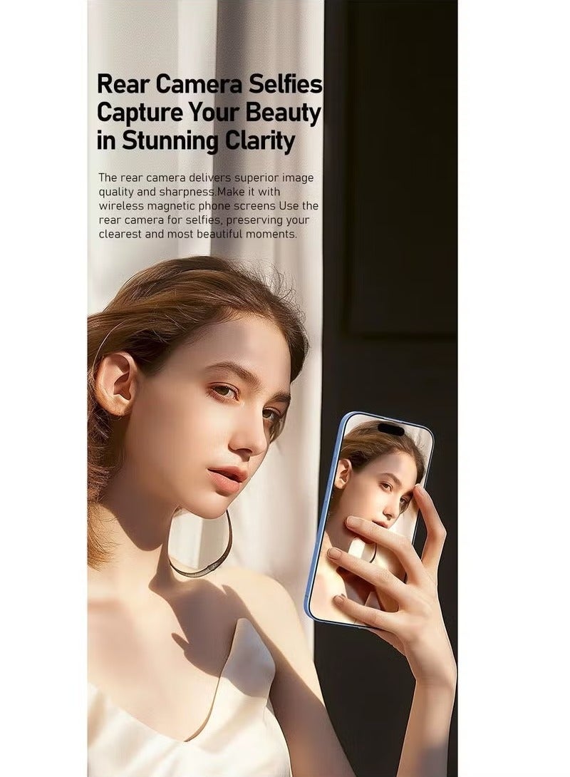 2025 Magnetic Wireless Phone Selfie Monitor – 4" Bluetooth Vlog Screen with Real-Time Rear Camera Sync, Remote Control & Anti-Slip Silicone Gel + ABS Magnetic Mount – Compatible with iPhone & Android for Pro Selfies, YouTube, TikTok (White) - Image 5