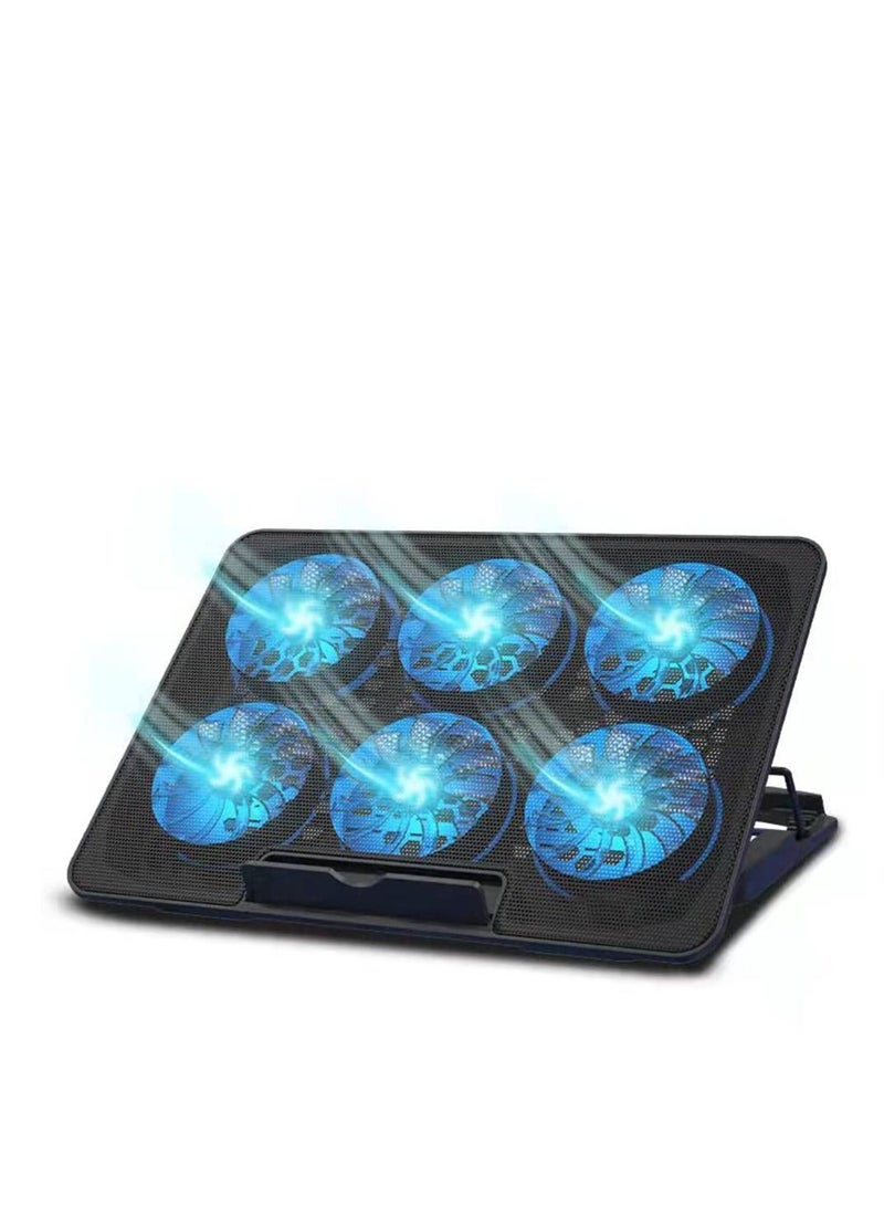 Arabest Laptop Cooling Pad, Laptop Cooler Stand with 6 Quiet Cooling Fans and 6 Height Adjustable Dual USB Powered Gaming Laptop Cooling Stand for 12-17 Inch Laptop Computer  - Image 1