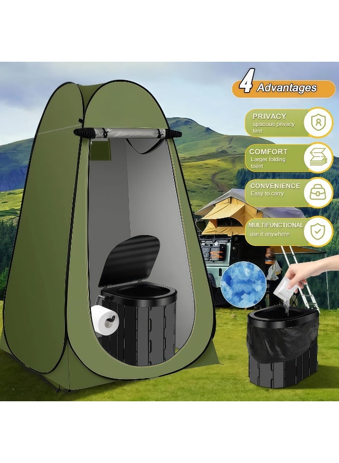 Portable Toilet Kit, Camping Toilet with Pop-Up Privacy Tent and Poo Gel Toilet Bags, Washable Outdoor Shower Toilet, for Changing Room, Camping, Beach, Hiking - Image 4