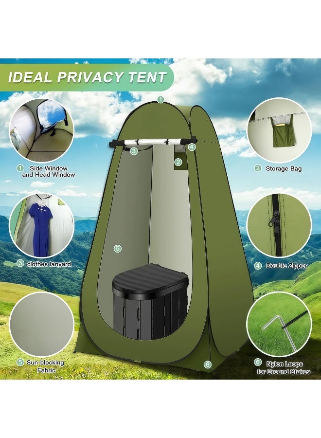 Portable Toilet Kit, Camping Toilet with Pop-Up Privacy Tent and Poo Gel Toilet Bags, Washable Outdoor Shower Toilet, for Changing Room, Camping, Beach, Hiking - Image 3
