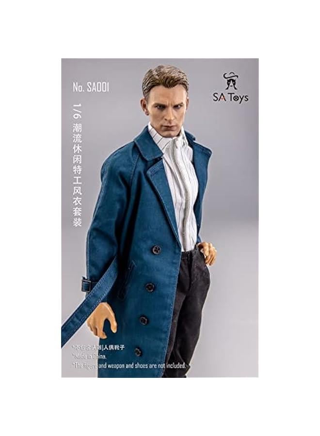 1/6 Scale Figure Doll Clothes, Trench Coat Suit, Shirt+Trench Coat+Pants+Belt Outfit Costume for 12 inch Male Action Figure Phicen/TBLeague CM207(C)  - Image 3