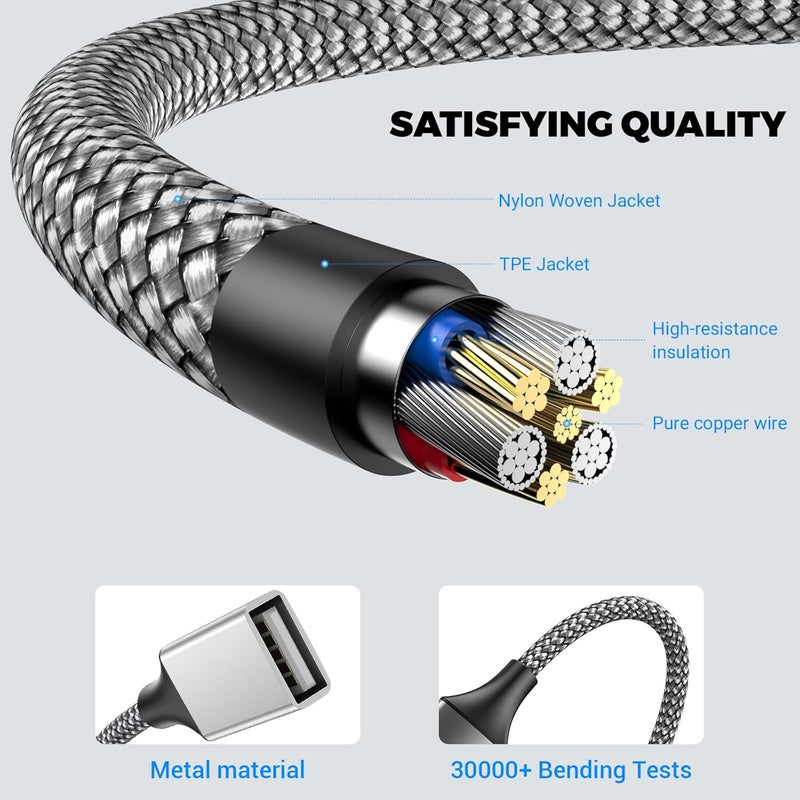 POHFP BETU USB Splitter 1 in 2 Out Y Cable, 1Ft/ 30cm Male to Two Female Extension Cord, Dual USB Port for PC/MacBook/Keyboard/PS4/PS5/Flash Drive/Laptop/LED Etc.(Silver) - Image 5