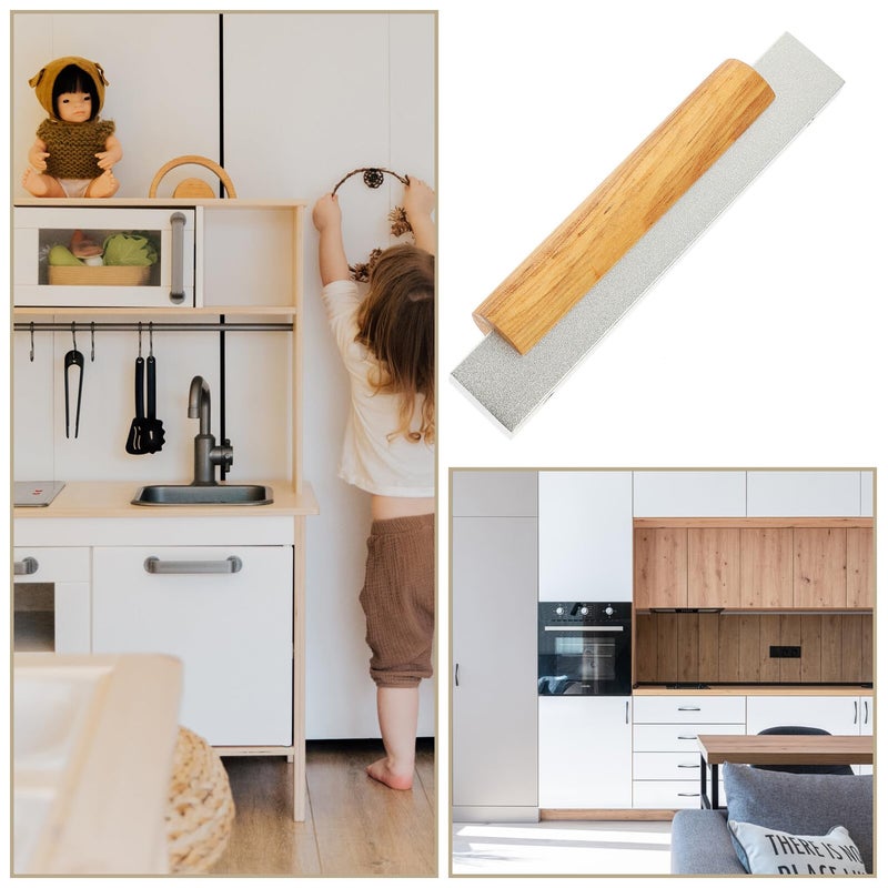 Matte Silver Solid Wood Cabinet Handles 96mm Hole Spacing Aluminum Base Drawer Pulls - Image 4