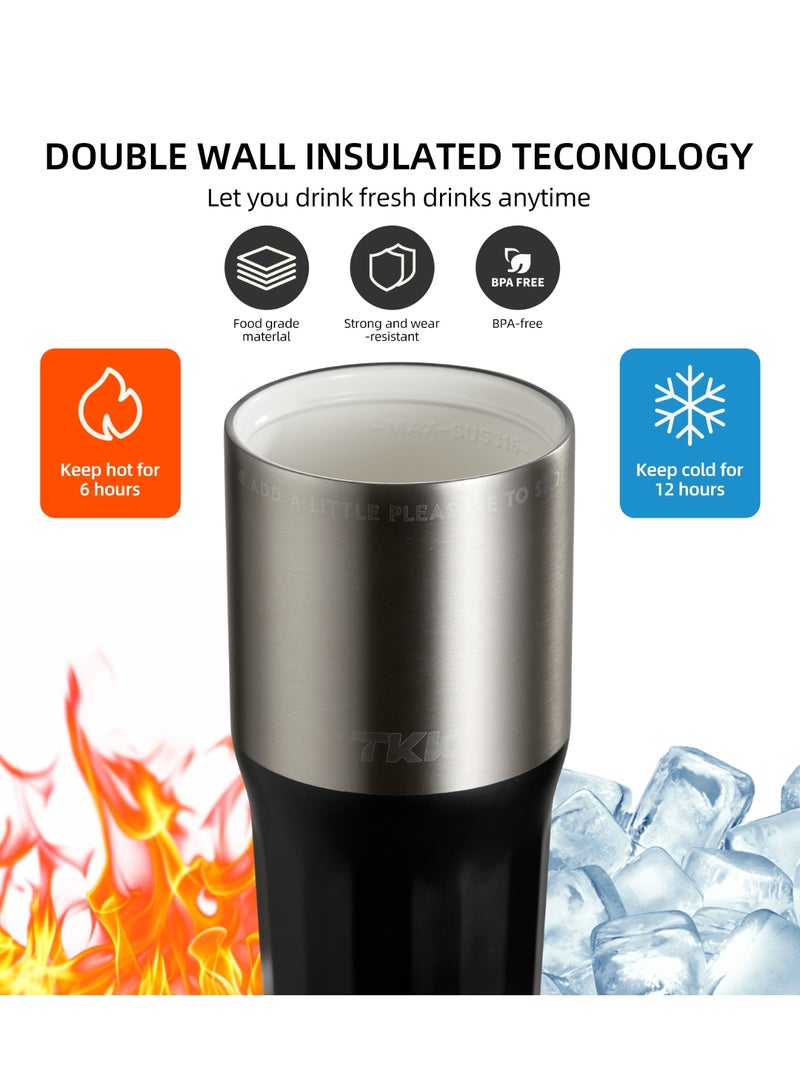 TKK 730ml Stainless Steel Water Bottle Keep Temperature for 6 to 12 Hours with Handle | Black Silver - Image 5