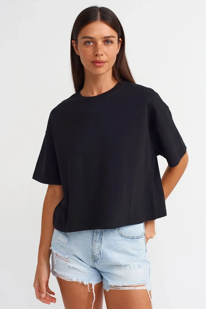 DILVIN Oversized Cotton Crew Neck T-Shirt
