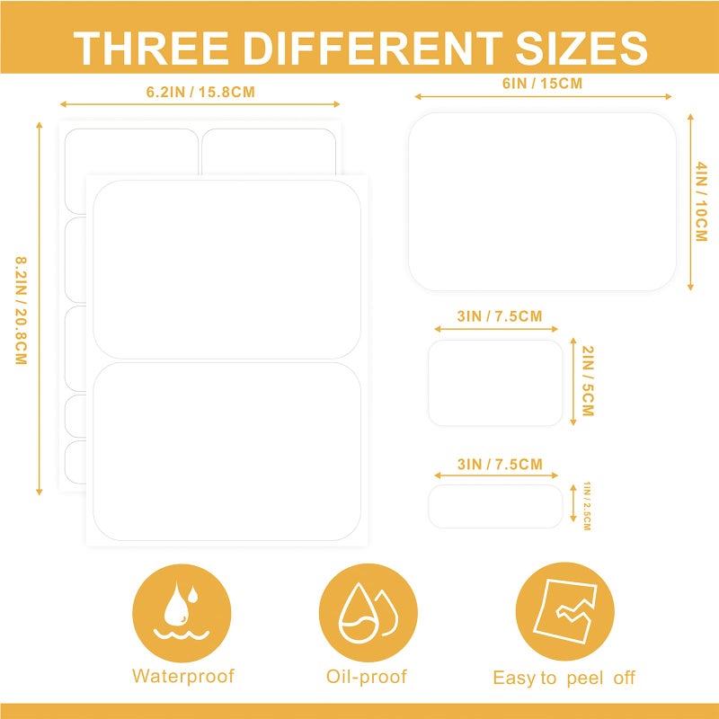 KIUKIUO 160 Pcs Labels for Storage Bins, Removable Labels for Storage Bins, Tear Resistant No Residue Storage Bin Label, Matte White Blank Box Label for School, Home, Business,three sizes - Image 3