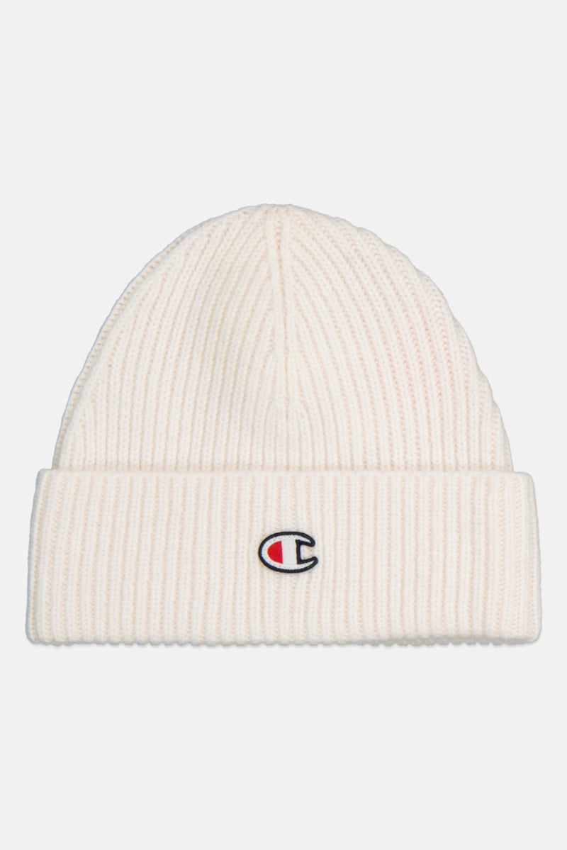 Champion Men Brand Logo Beanie, White - Image 1