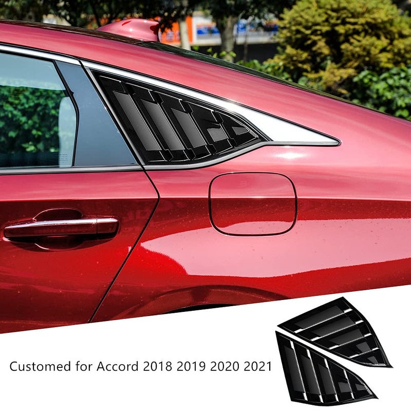 DLOVEG Rear Side Window Louvers Compatible for Honda Accord 2022 2021 2020 2019 2018 Accesories Sport Style Air Vent Cover (Bright Black) - Image 4