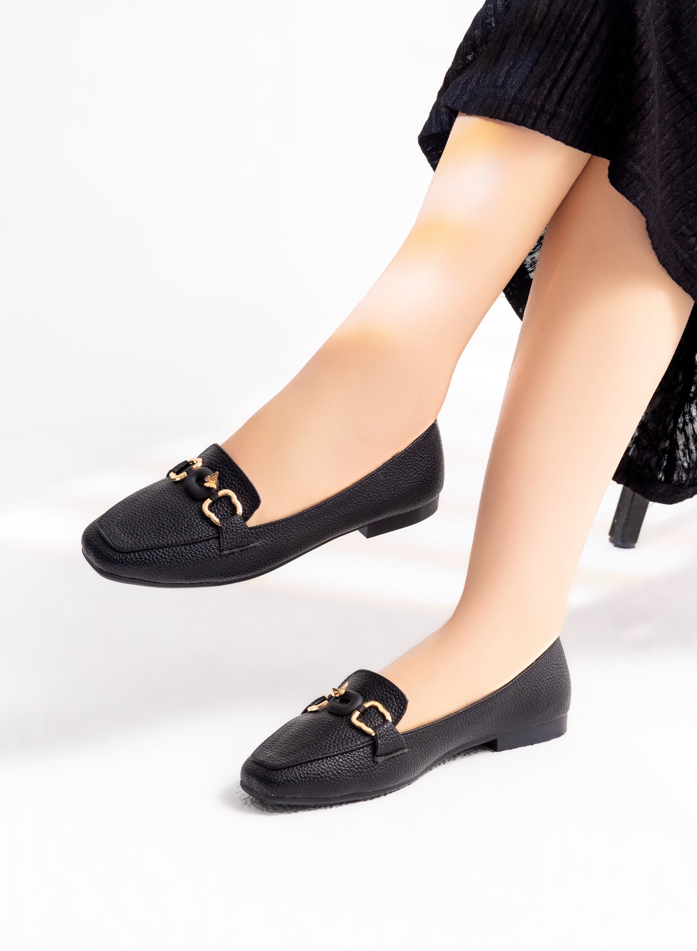 Ballerinas Flat Leather With the Butterfly - BN-507 - Black