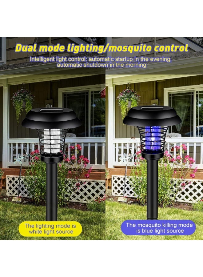 jaexest 4 Pcs Solar Bug Zapper – Waterproof Outdoor Mosquito Killer – Mosquito Repellent Lamp with Purple and White Light – for Indoor Outdoor Use – Garden, Patio, Yard – Black - Image 5