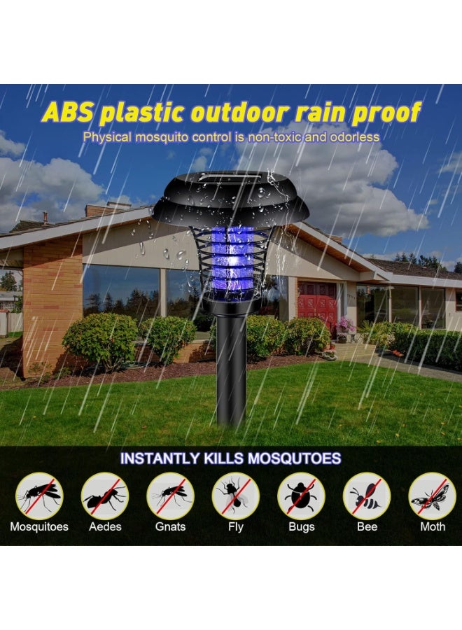 jaexest 4 Pcs Solar Bug Zapper – Waterproof Outdoor Mosquito Killer – Mosquito Repellent Lamp with Purple and White Light – for Indoor Outdoor Use – Garden, Patio, Yard – Black - Image 3