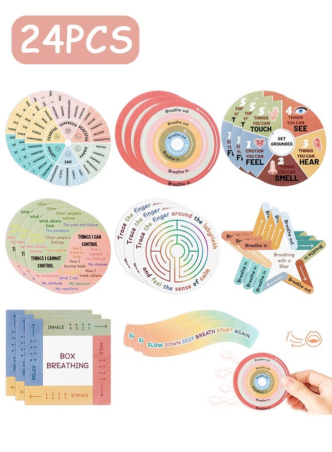 كوانتوم 24 PCS القلق الملصقات الحسية، الملصقات الحسية المهدئة، القلق الملصقات الحسية الملصقات لتخفيف الإجهاد Textured Calming Sticker for Teenss. - Image 1
