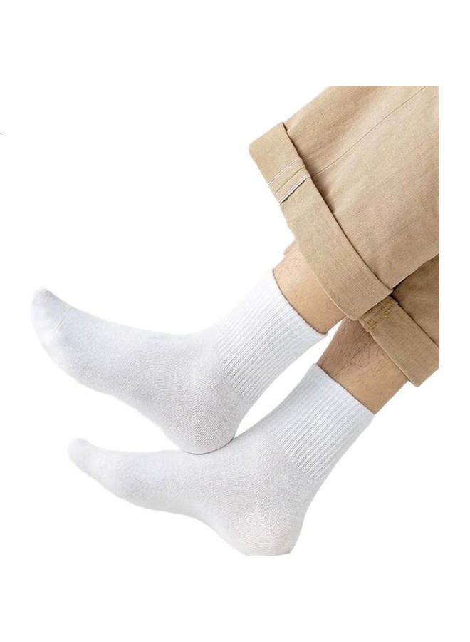 Yimian Men'S Socks【Moisture Wicking And Breathable】Mid-Calf Socks Spring Autumn Men'S Socks Solid Color Black White Trendy Sports Style Eight Pairs For All Seasons - Image 3