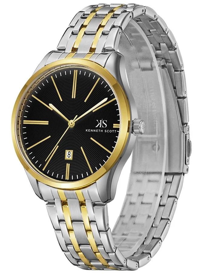 KENNETH SCOTT Kenneth Scott Men's Black Dial Analog Watch - K22015-TBTB