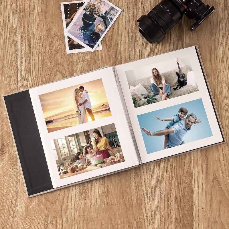 1 Pcs Photo Album 3x5 4x6 5x7 6x8 8x10 Acid Free Self Adhesive Magnetic Pages DIY Scrapbook, 40 Pages Linen Cover Photo Book with A Metallic Pen (Off White, 11x10.6In) - Image 2