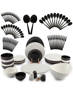 92-Piece Tableware Set, Include 30 Pieces Fine Porcelain Dinner Set and 62 Pieces 18/10 Stainless Steel Cutlery Set - Premium and Durable - pzsku/Z82C8072BC09BD12EF38CZ/45/_/1732520862/2dc17639-2922-40d9-ab6c-96b63f9b2acb