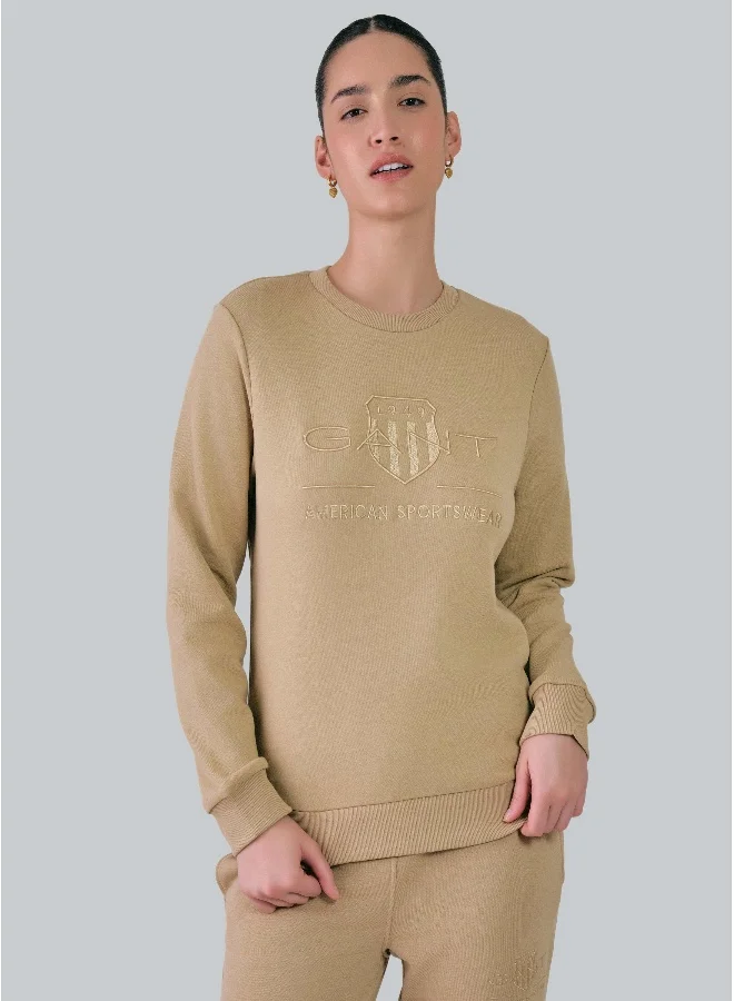 غانت Regular Fit Tonal Shield C-Neck Sweat