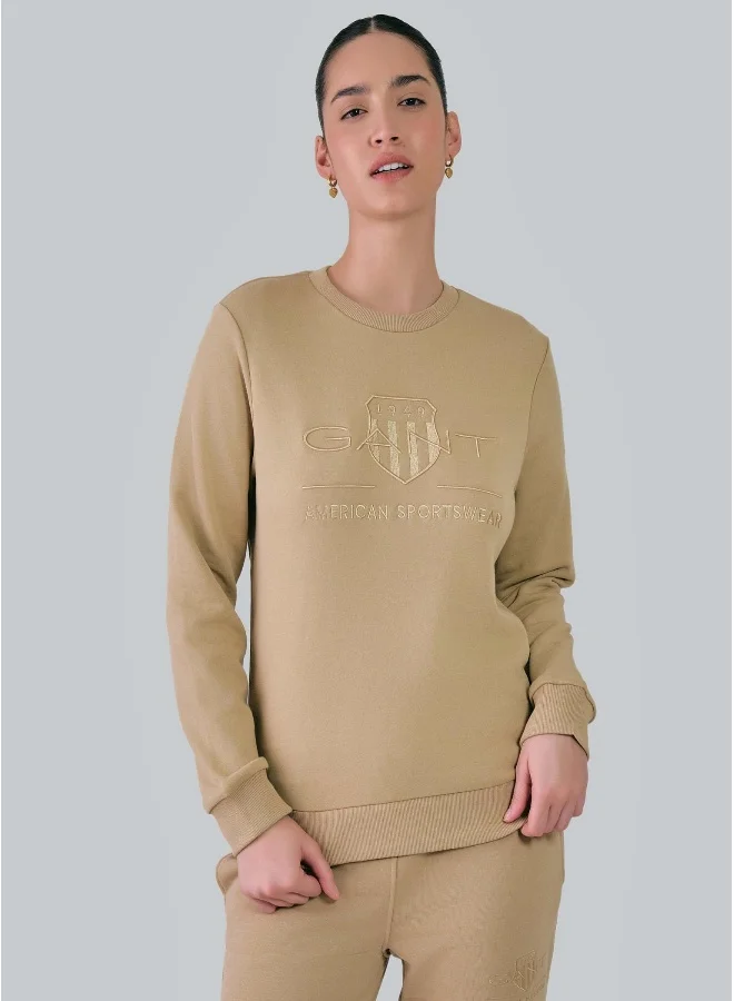 غانت Regular Fit Tonal Shield C-Neck Sweat